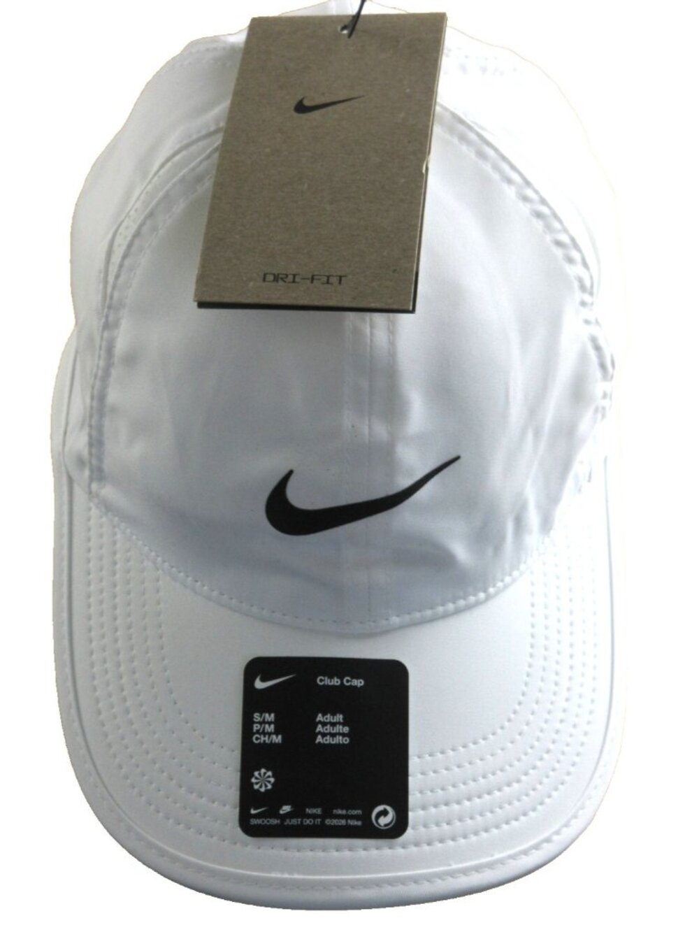 Nike Men's DRI-FIT Club Unstructured Featherlight Cap White Black Size S/M NWT